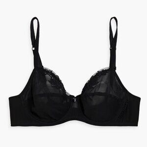LISE CHARMEL Affinite Underwire Bra in Black Embroidered Stretch Tulle Size 32D